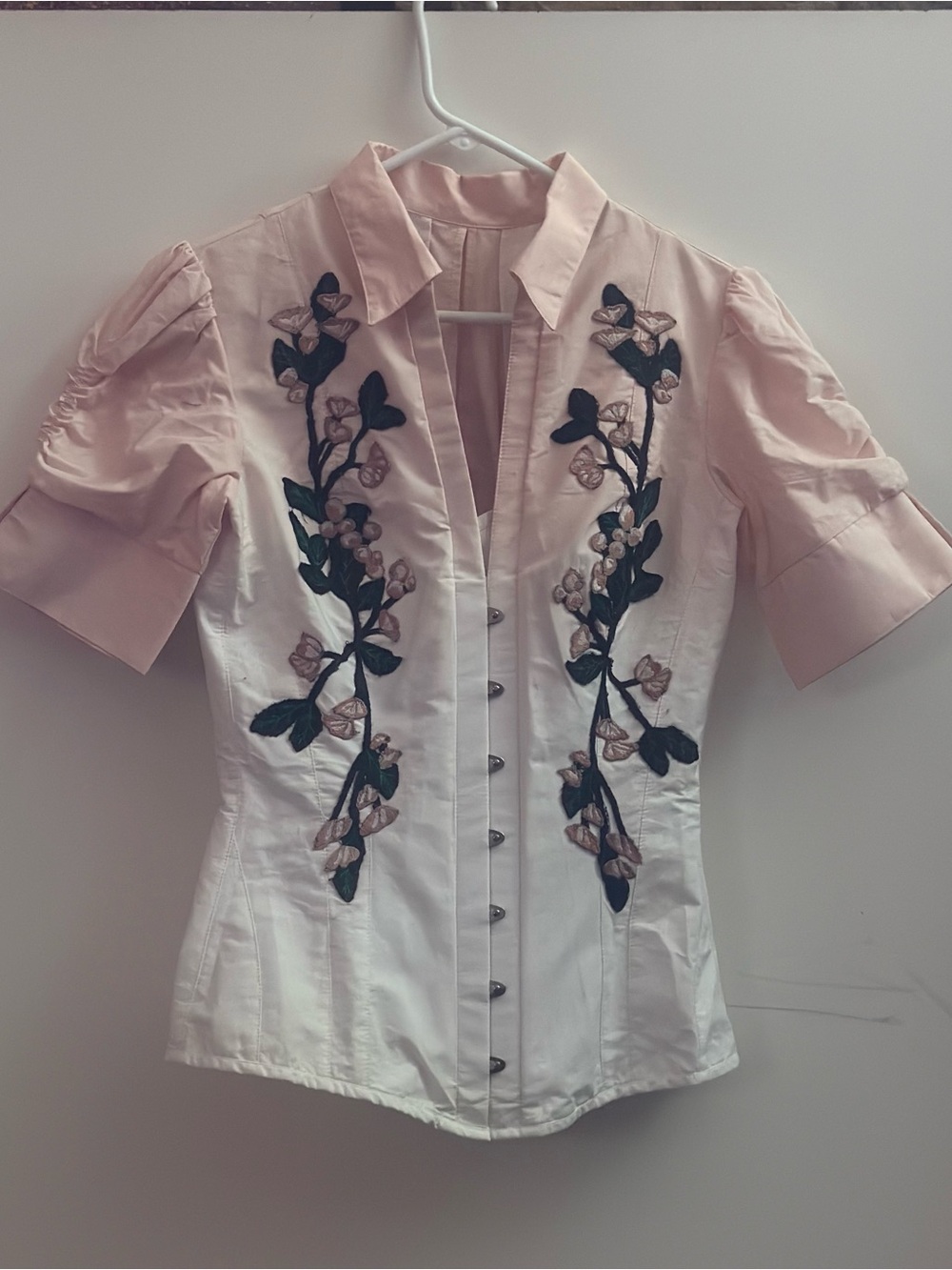Corset Story steel Embroidered Two-Tone Button-Front Pink and White floral